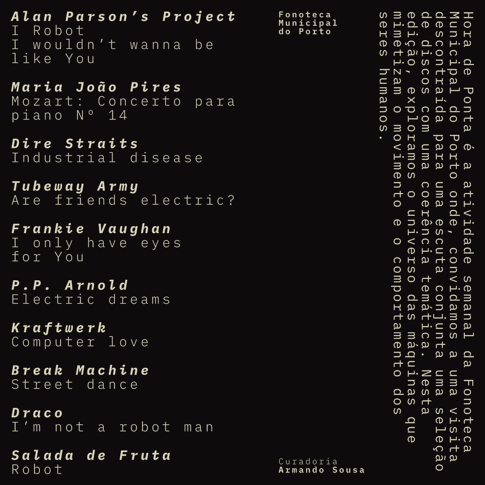 Record backcover illustration and design on the theme 'robot' for 'hora de ponta' session at Fonoteca Municipal do Porto.